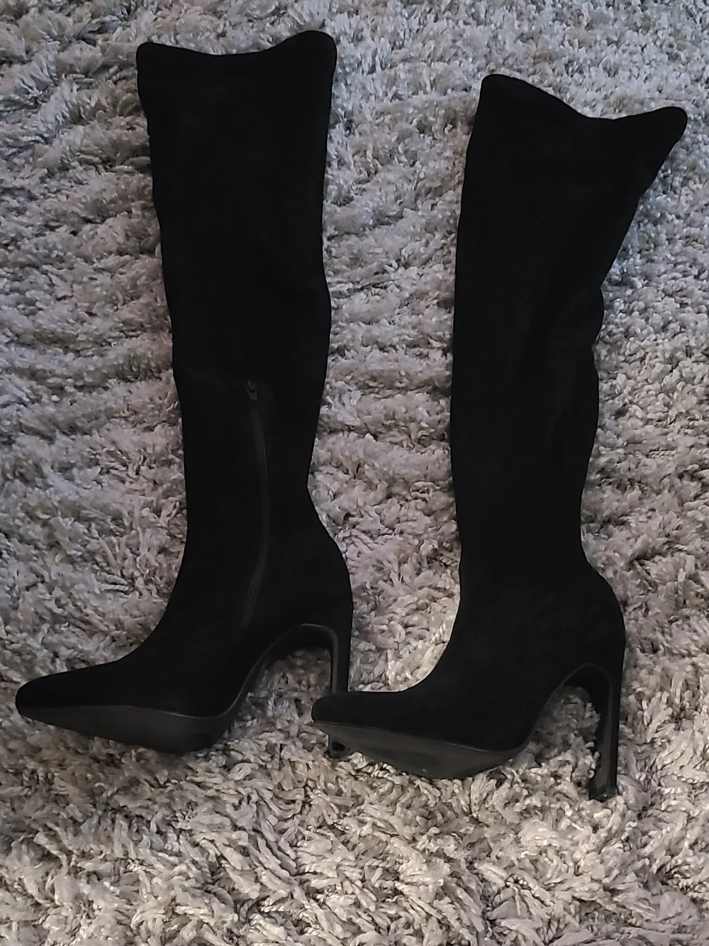 Over-the-Knee Black Suede High Heel Boots